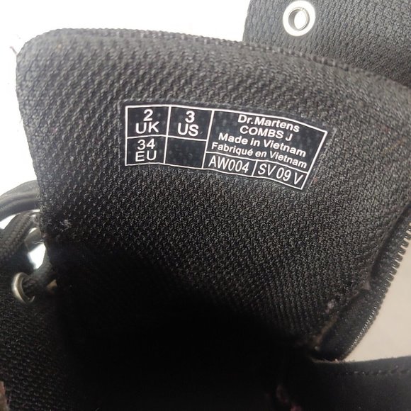 Dr Martens AirWair Combs Juinior Youth Size US 3 UK 2 EU34 Boots Black Canvas - Picture 10 of 16